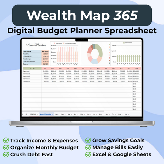 Wealth Map 365 - Digital Budget Planner Spreadsheet